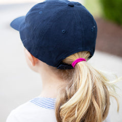 back of kids navy hat