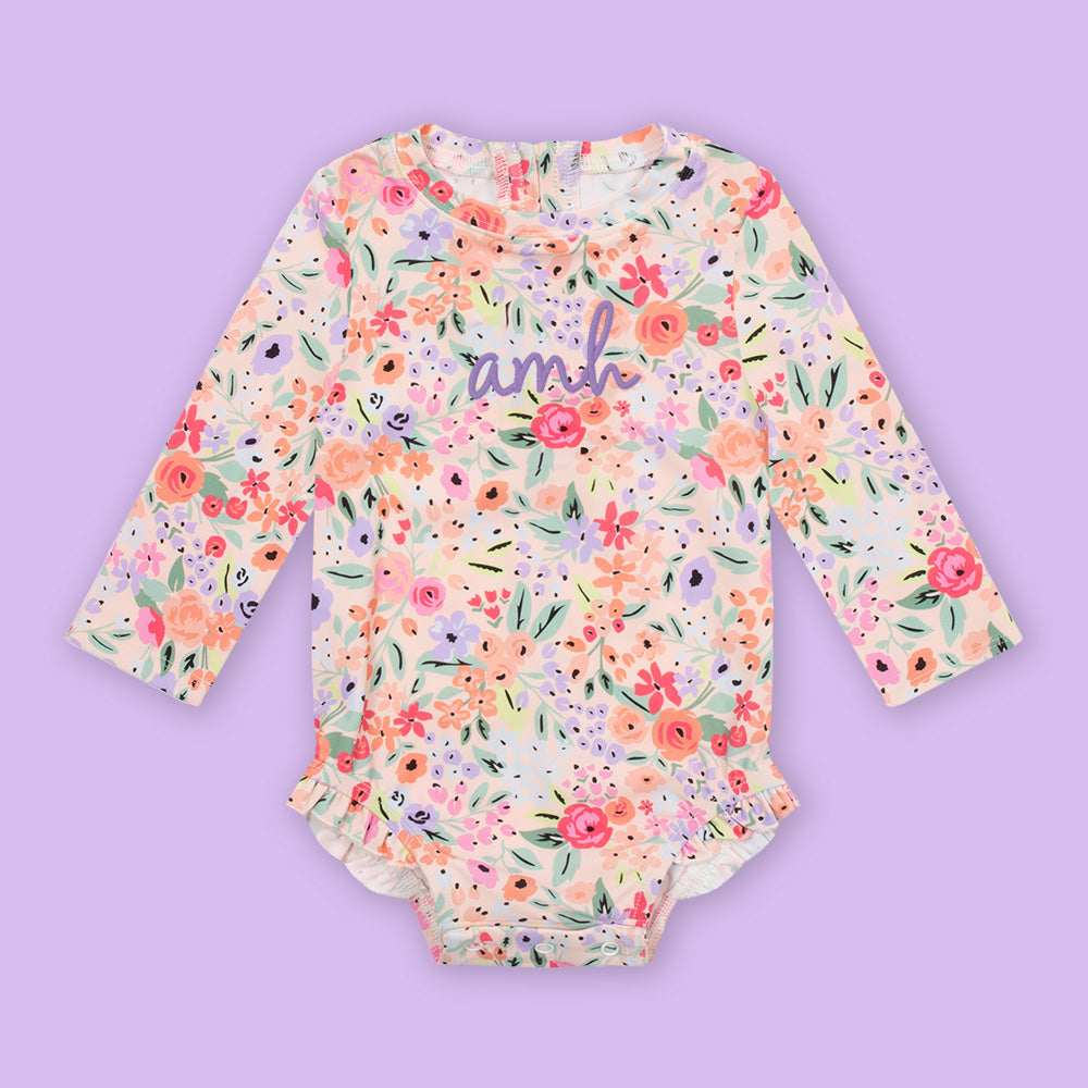 Monogrammed Kids Rashguard Swimsuit