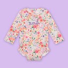 Monogrammed Kids Rashguard Swimsuit | Coral Floral