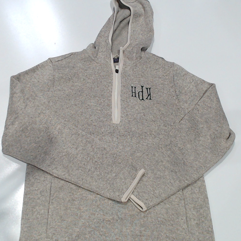 BLOOPER CLOTHING: Monogrammed Heathered Fleece Quarter Zip Hoodie