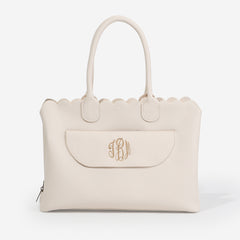 monogrammed essential work tote in bone