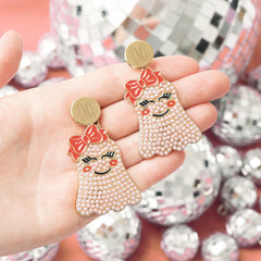monogrammed ghost earrings with discos