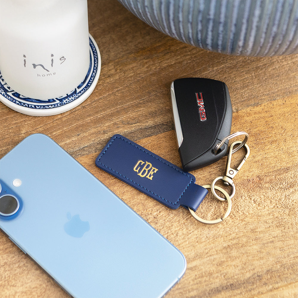 Blue personalized keychain with blue phone
