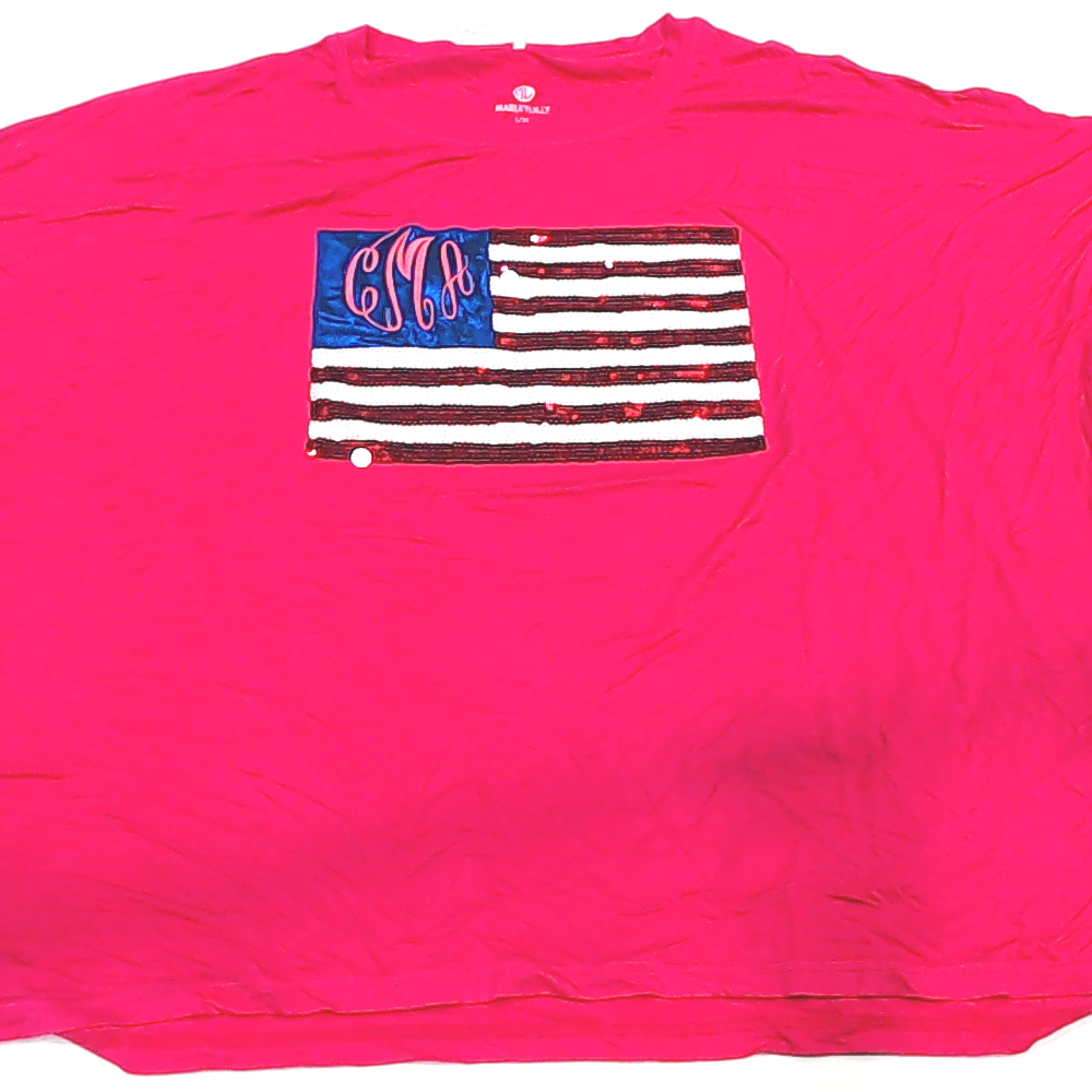 BLOOPER CLOTHING: Monogrammed Sequin Flag Tee