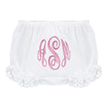 monogrammed white eyelet baby bloomers