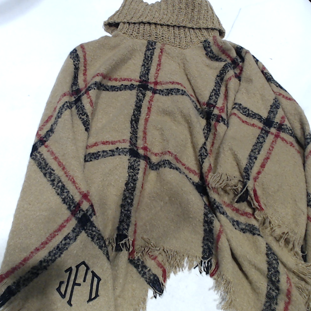 BLOOPER CLOTHING: Monogrammed Plaid Cowl Neck Poncho