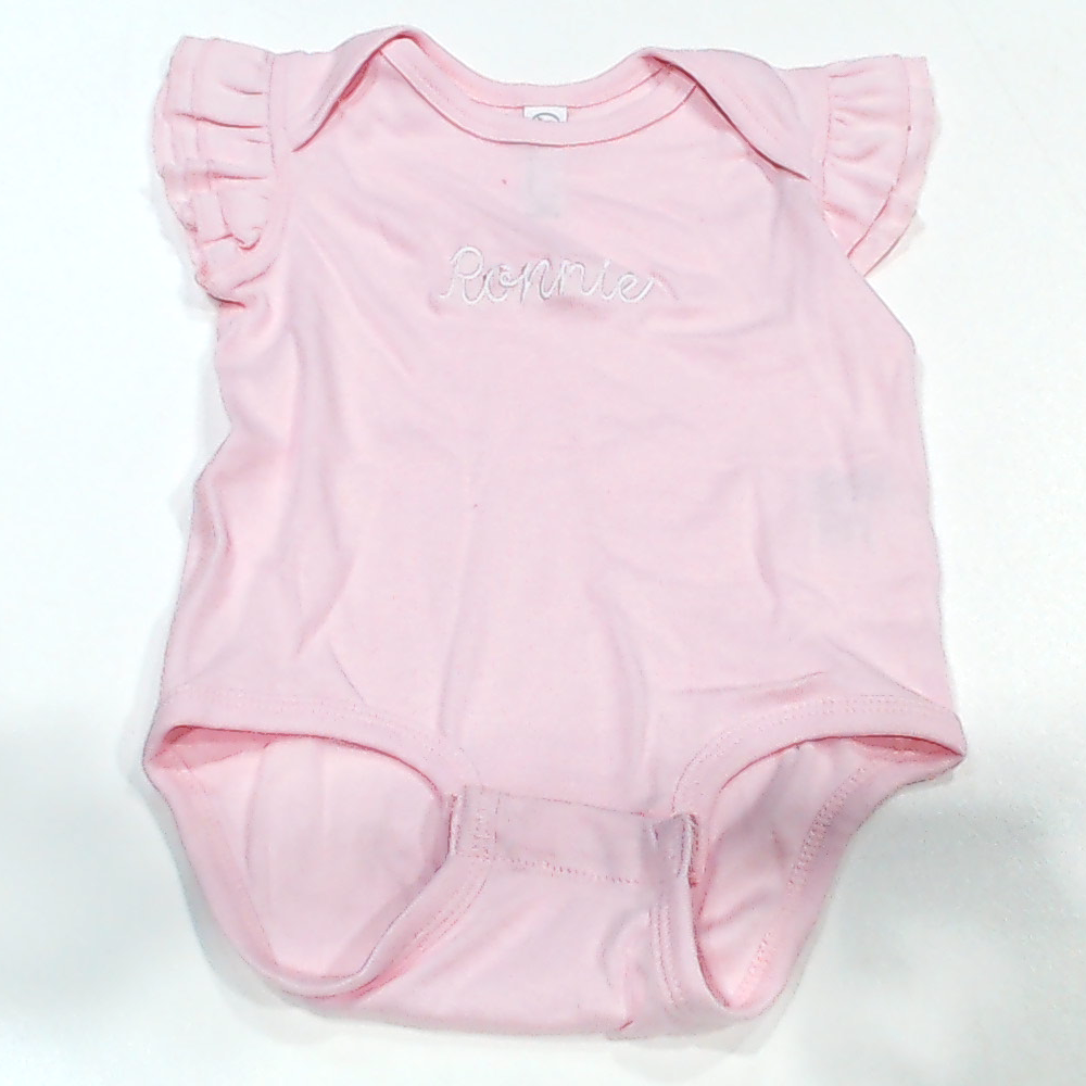 BLOOPER KIDS: Monogrammed Flutter Sleeve Bodysuit