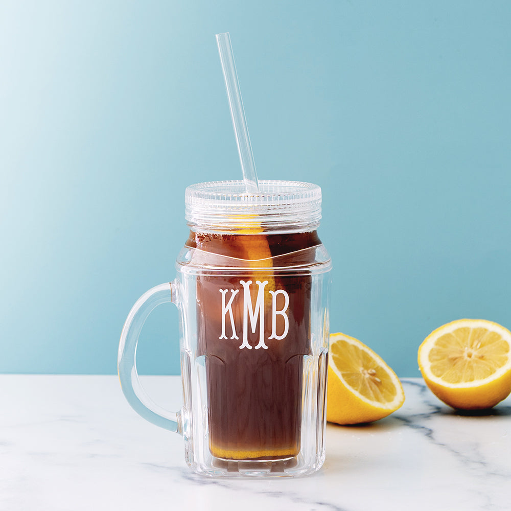 monogrammed mason jar with lemons