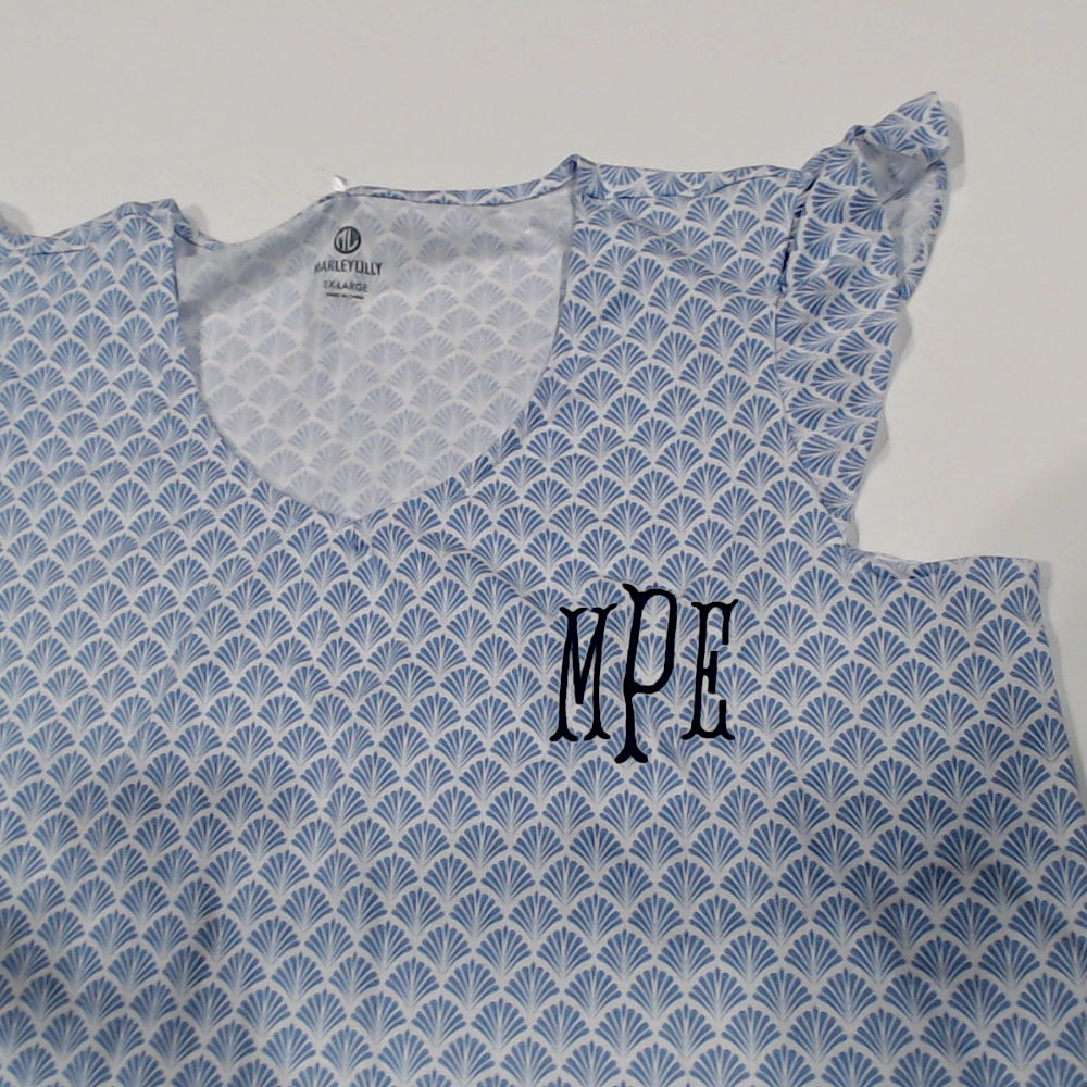 BLOOPER CLOTHING: Monogrammed Ruffle Pajama Top