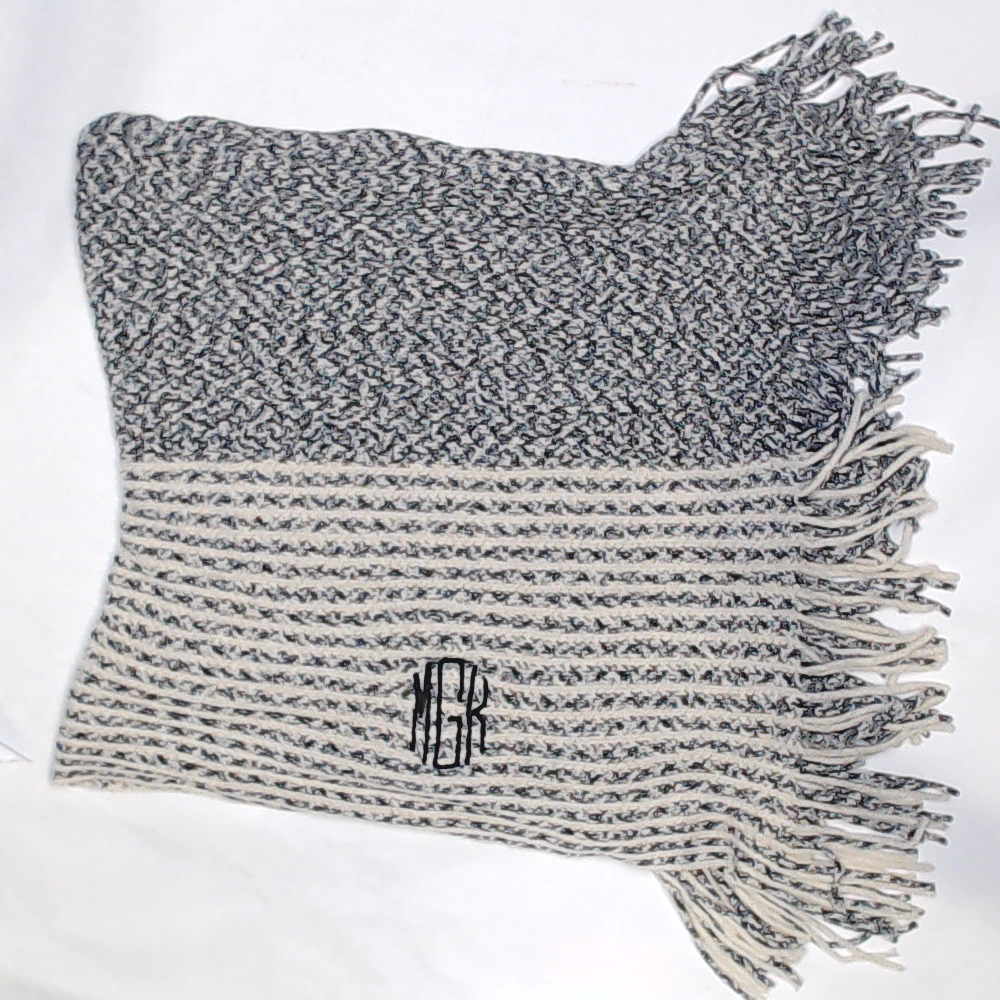 BLOOPER CLOTHING: Monogrammed Striped Chenille Poncho