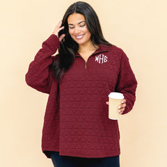 crimson quilted quarter zip pullover on julia ann