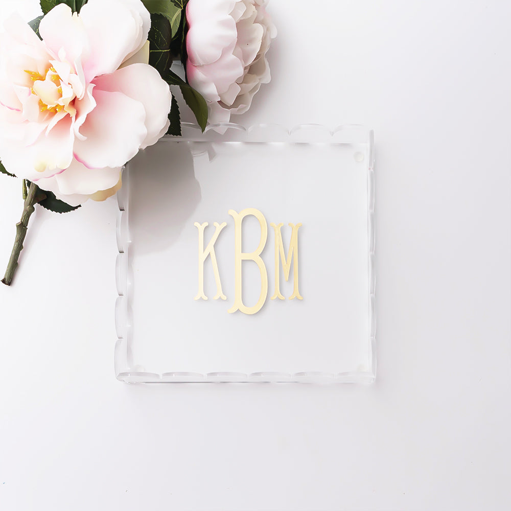 2026 scallop acrylic valet tray with flowers