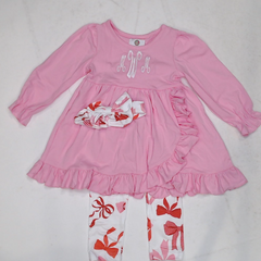 BLOOPER KIDS: Monogrammed Girls Ruffle Tunic Legging Set