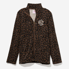 Monogrammed Fleece Jacket in Sable Cheetah