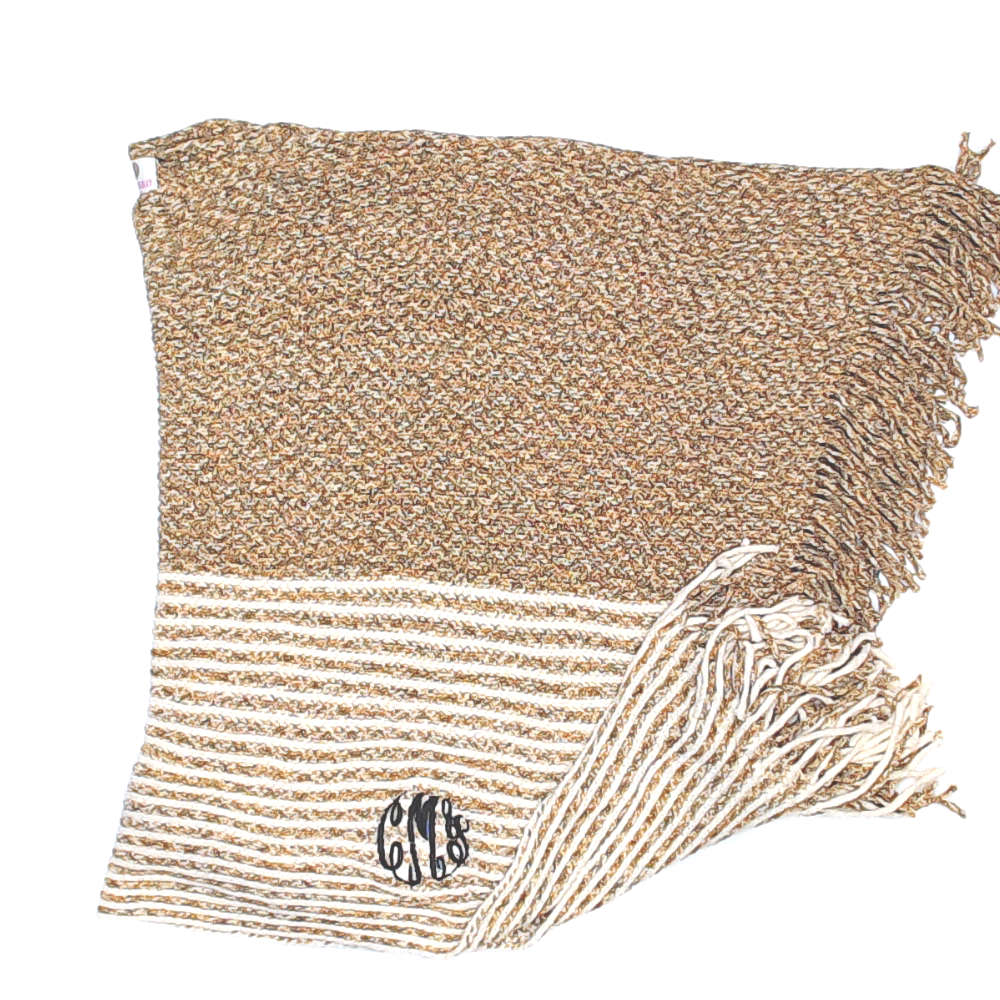 BLOOPER CLOTHING: Monogrammed Striped Chenille Poncho