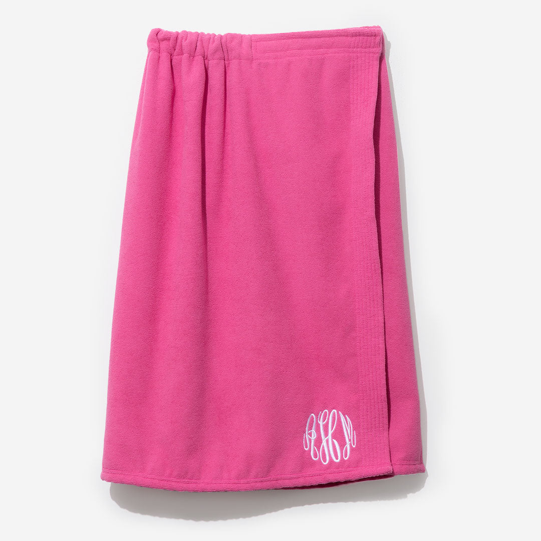 Monogrammed Towel Wrap in Hot Pink