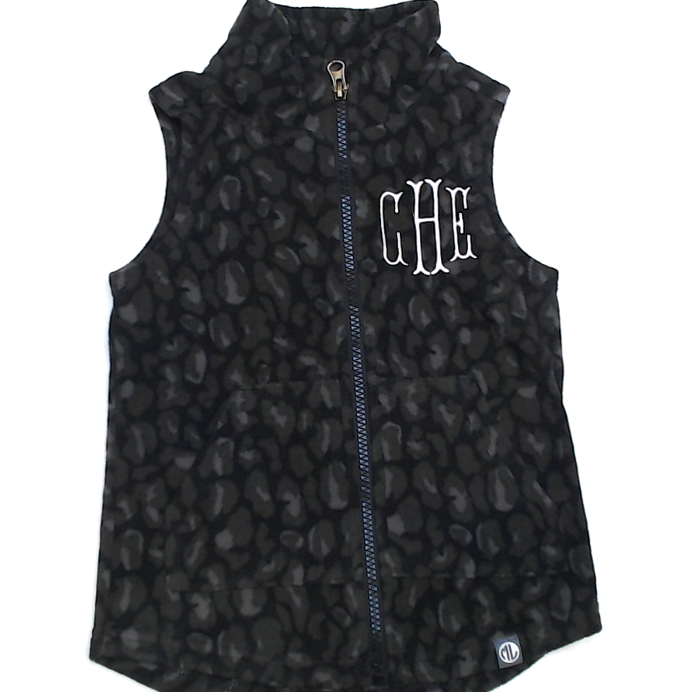 BLOOPER KIDS: Monogrammed Kids Leopard Fleece Vest
