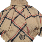 BLOOPER CLOTHING: Monogrammed Plaid Cowl Neck Poncho