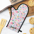 coral floral neoprene oven mitt cookie flatlay