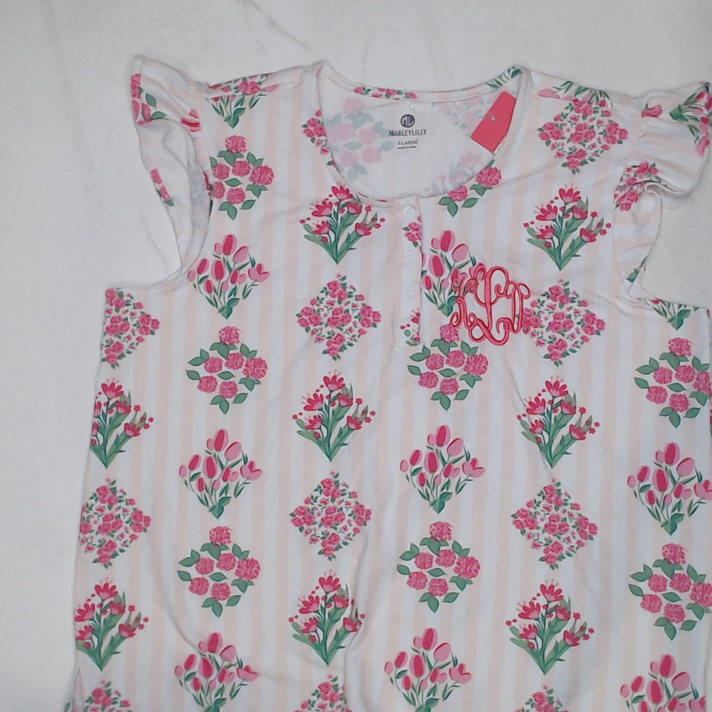 BLOOPER CLOTHING: Monogrammed Ruffle Pajama Top