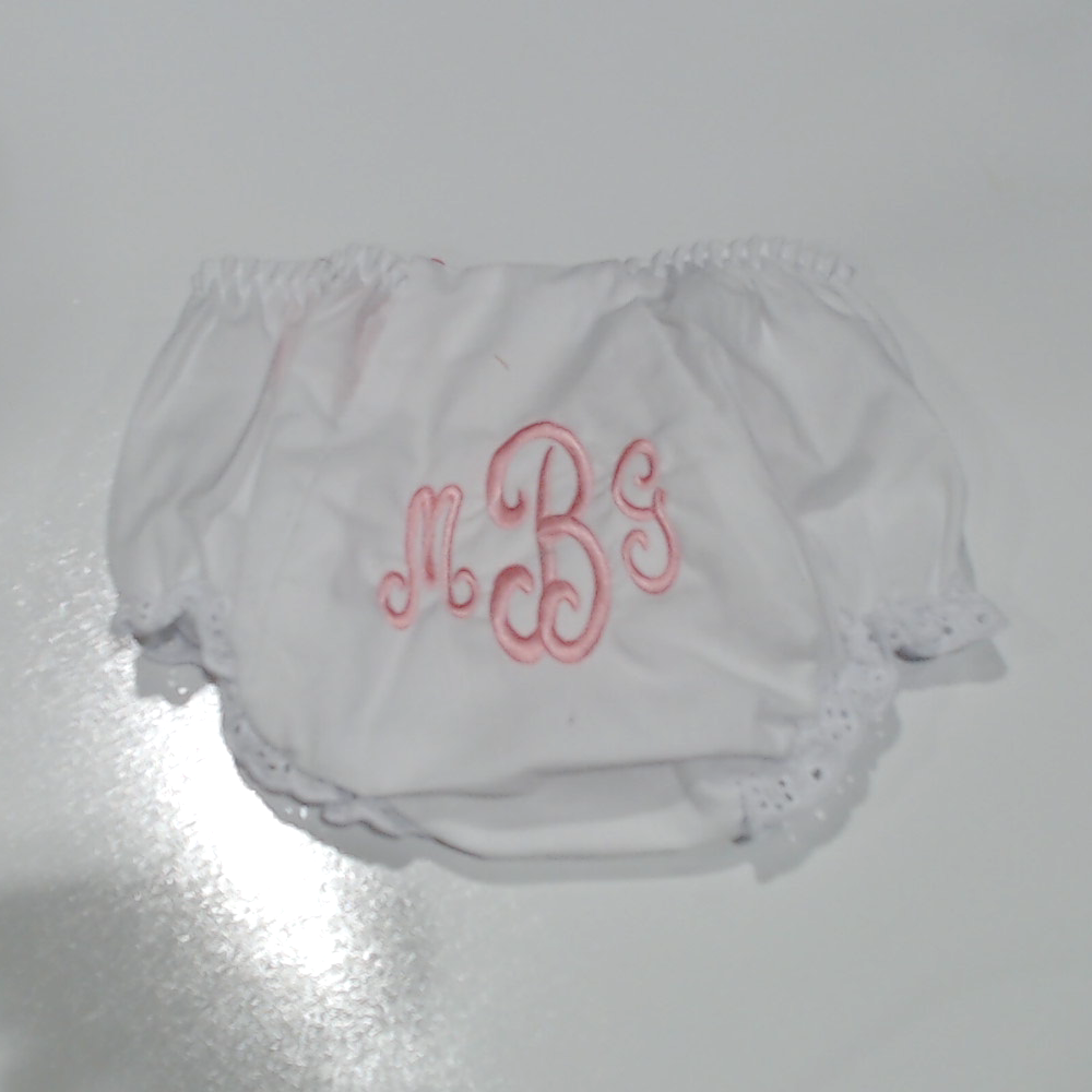 BLOOPER KIDS: Monogrammed White Eyelet Baby Bloomers