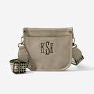 Monogrammed Kids Saddlebag | Taupe Grey