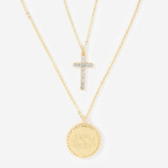Monogrammed Kids Cross Necklace | Gold