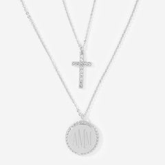 Monogrammed Kids Cross Necklace | Silver