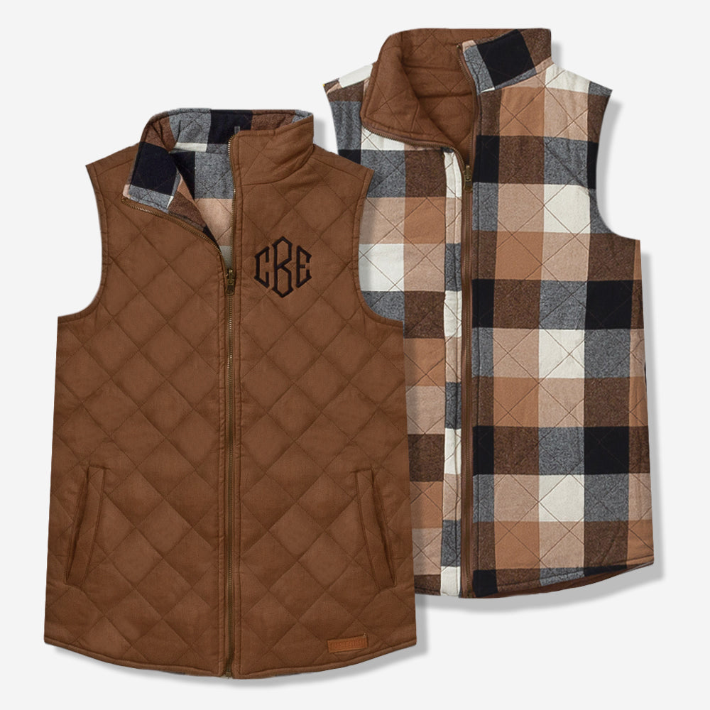 Monogrammed Reversible Vest in Hickory - Updated