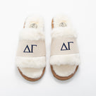 Delta Gamma Fuzzy Slippers | Ivory