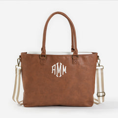 Monogrammed Laptop Tote Bag in Brown