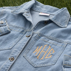 Monogrammed Sequin Denim Shacket | Football
