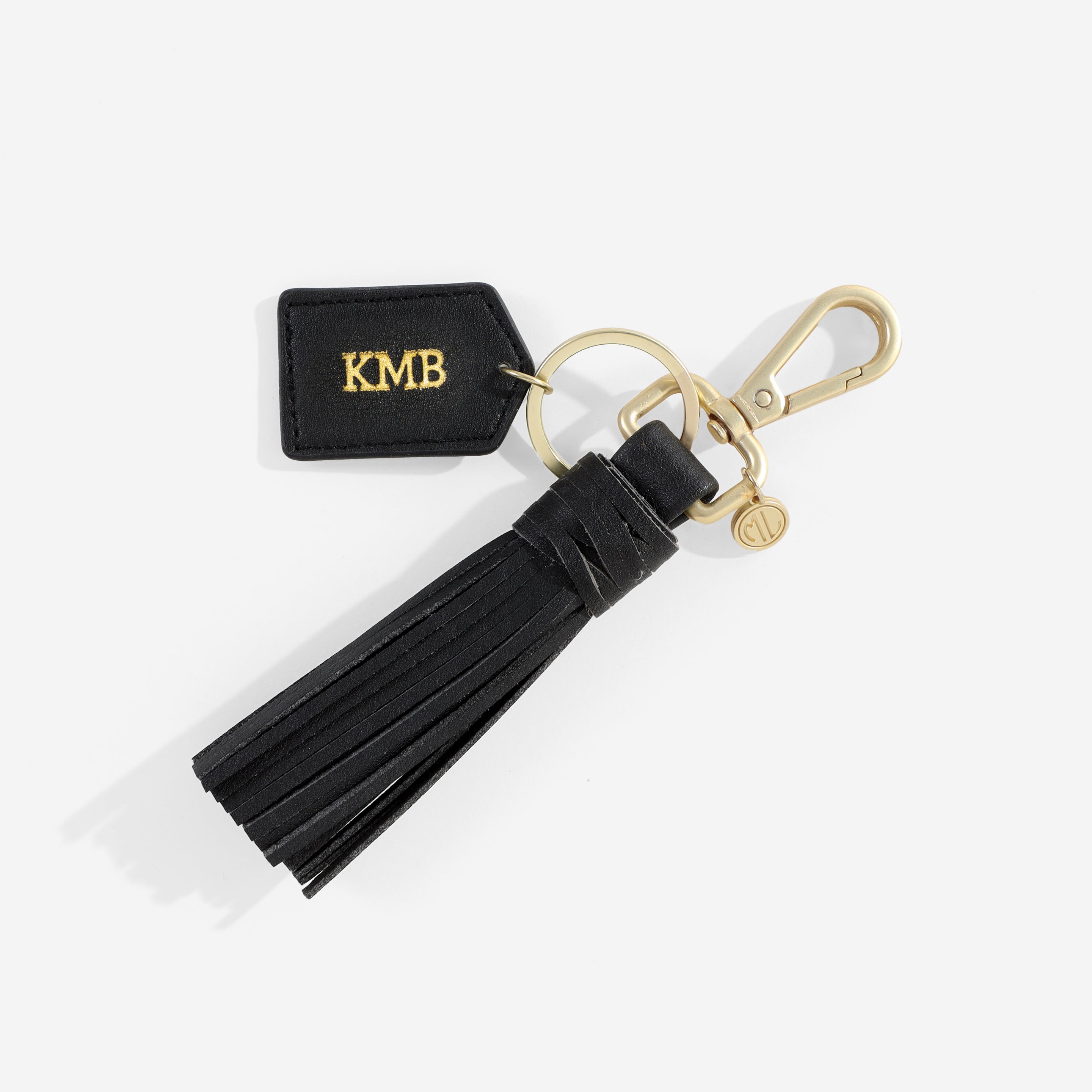 Custom monogrammed tassel key fob in black 2025