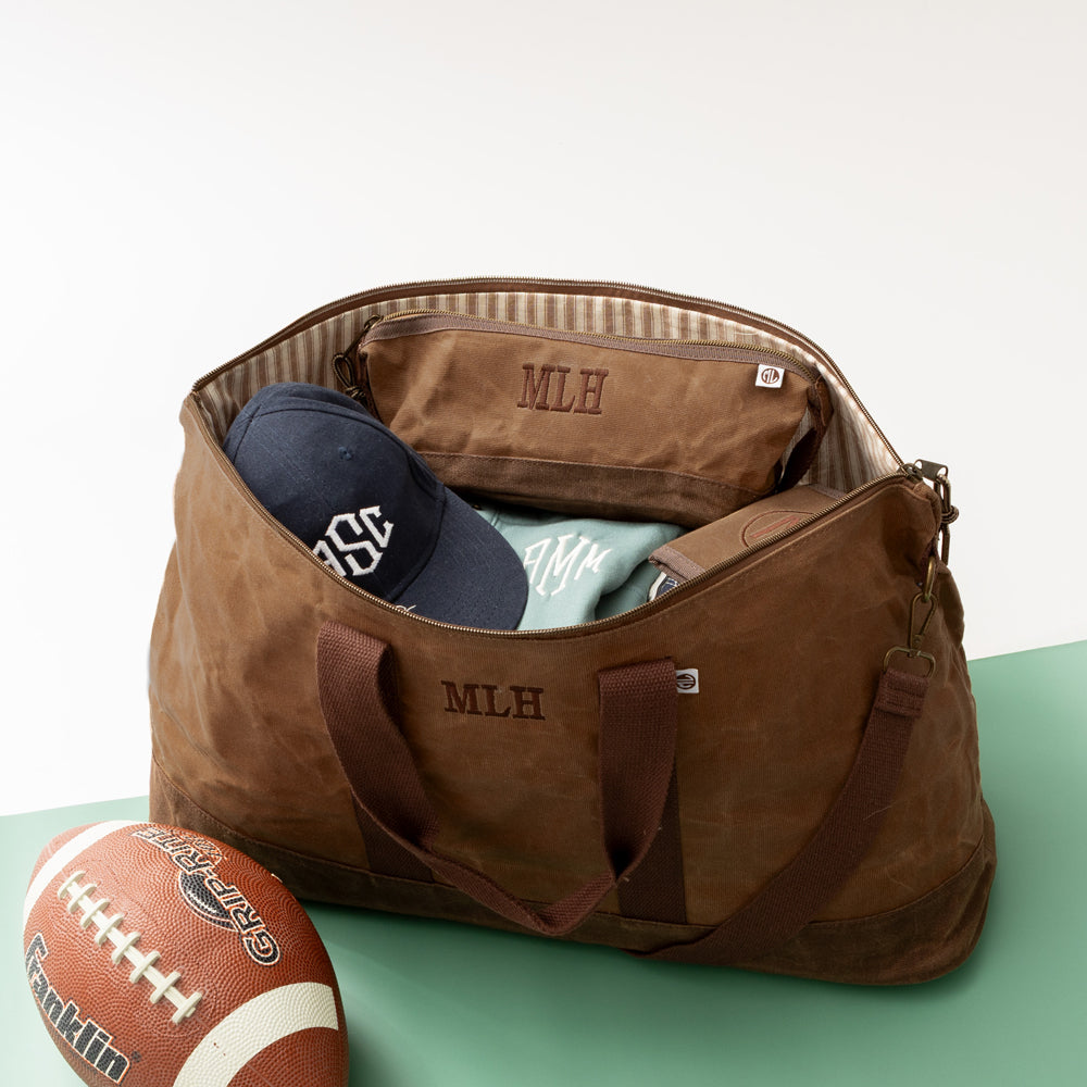 Monogrammed Kids Waxed Canvas Weekender | Marleylilly