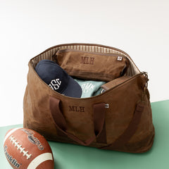 inside shot of kids waxed canvas weekender