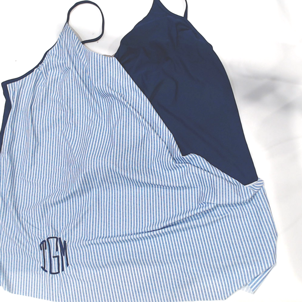 BLOOPER SWIM: Monogrammed Ruched Tankini