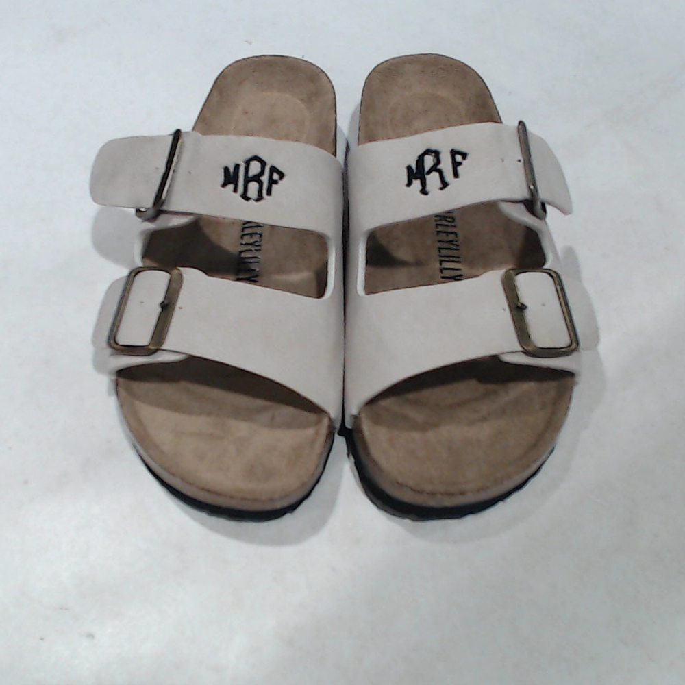 BLOOPER SHOES: Monogrammed Double Strap Sandals