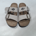 BLOOPER SHOES: Monogrammed Double Strap Sandals