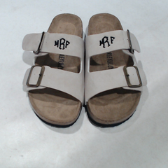 BLOOPER SHOES: Monogrammed Double Strap Sandals