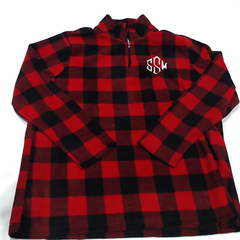 BLOOPER CLOTHING: Monogrammed Plaid Fleece Pullover