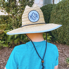 boys navy seersucker straw hat