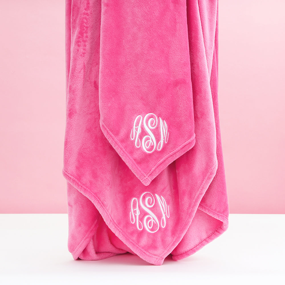 hot pink plush blanket mom and me studio shot