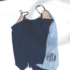 BLOOPER SWIM: Monogrammed Ruched Tankini