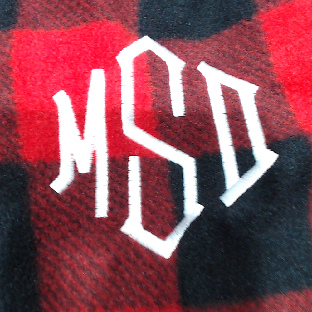 BLOOPER CLOTHING: Monogrammed Plaid Fleece Pullover