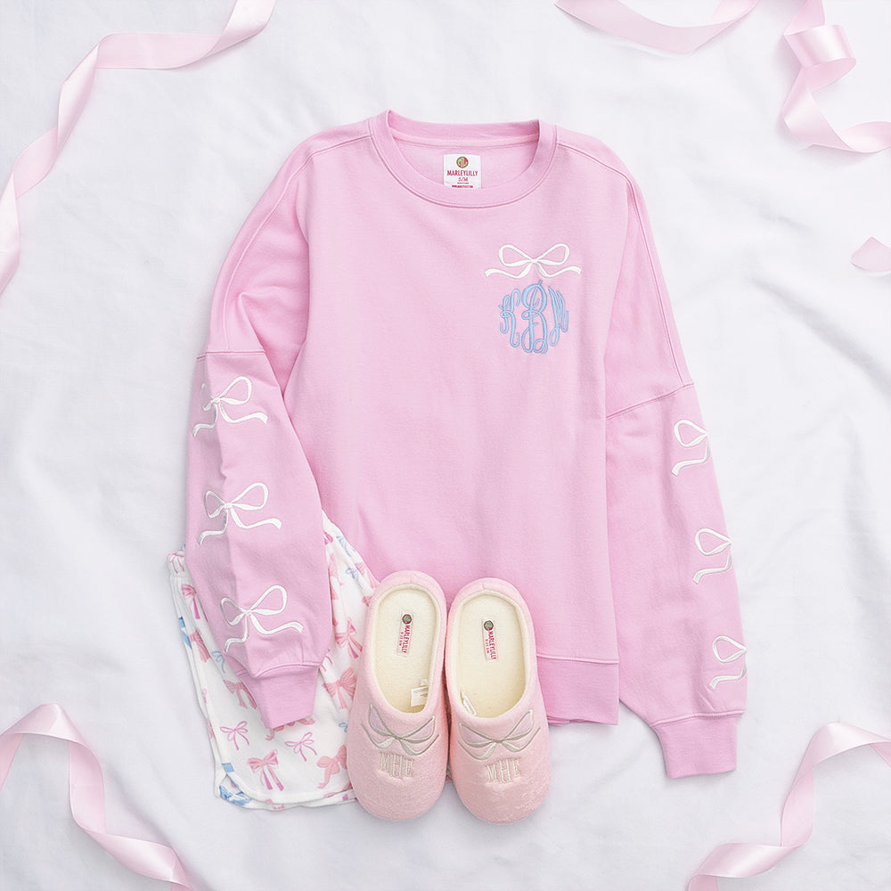Embroidered Bows Sweatshirt flatlay