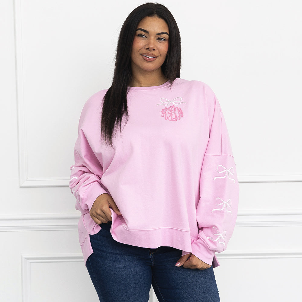 [julia ann] Embroidered Bows Sweatshirt on julia ann