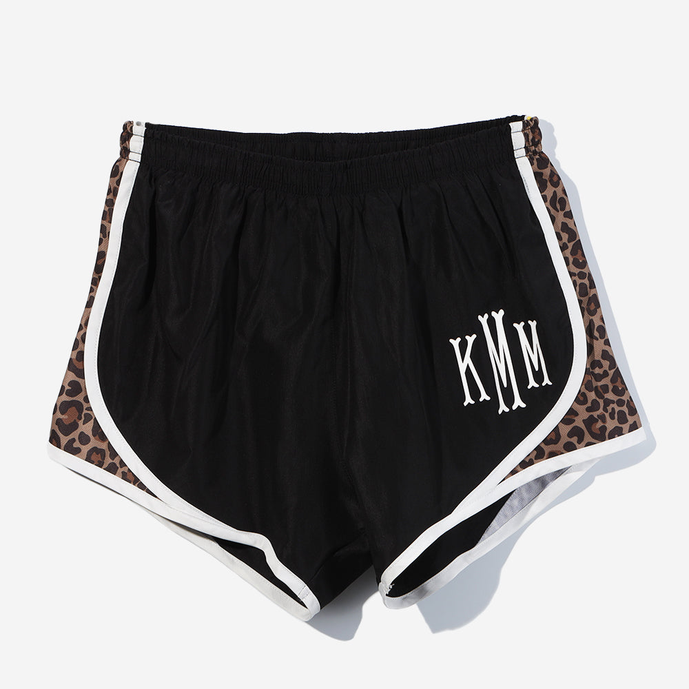 monogrammed running shorts in leopard - updated