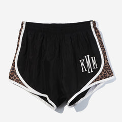monogrammed running shorts in leopard - updated