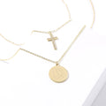 Monogrammed Layered Cross Necklace in Gold