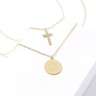 Monogrammed Layered Cross Necklace | Gold